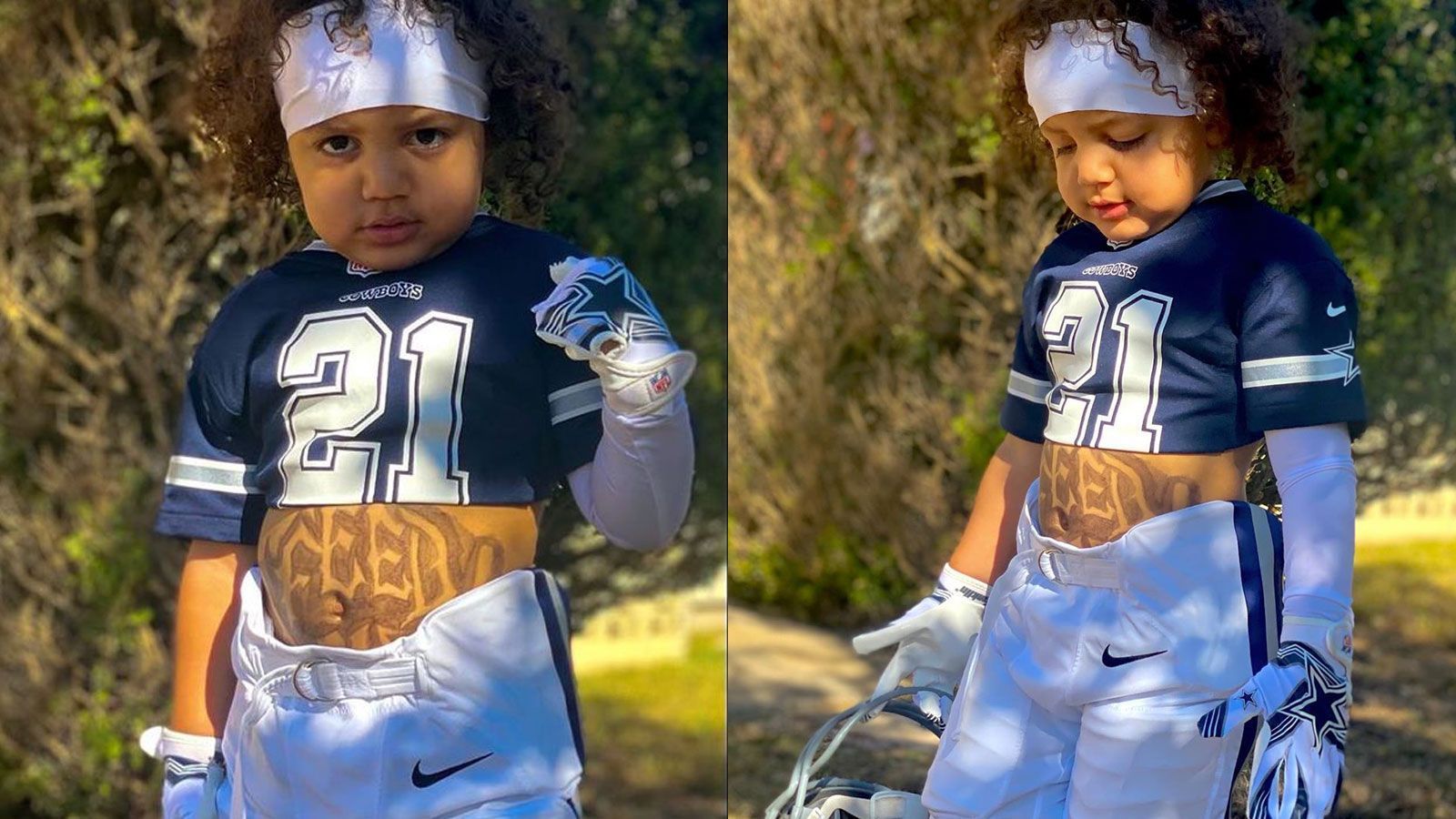 
                <strong>Ein Fan von Ezekiel Elliott (Dallas Cowboys)</strong><br>
                Wie süß ist denn bitte dieser Fan von Ezekiel Elliott? Auch "Zeke" begeisterte sich für diesen Fan und teilte das Bild via Twitter.
              