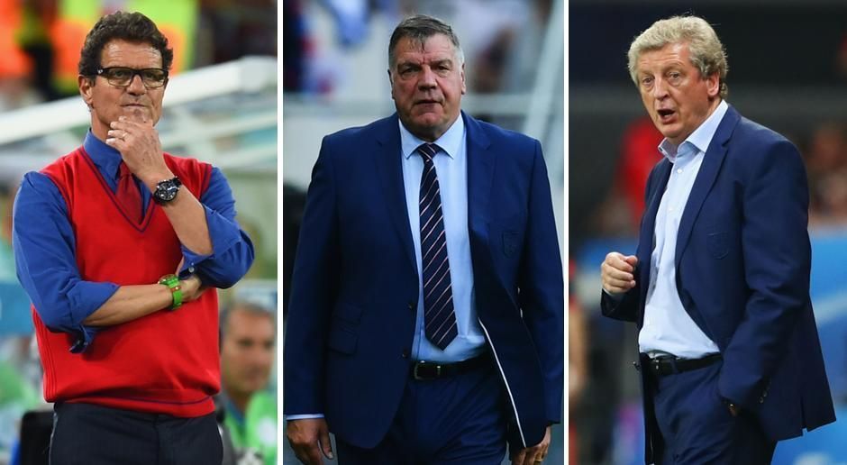 
                <strong>Fünf Trainer für England</strong><br>
                Auf der Trainerbank der Englischen Nationalmannschaft hieß es "Bäumchen wechsel dich". Fünf Coaches gab es seit 2012: Neben Fabio Capello (li.), Sam Allardyce (Mitte) und Roy Hodgson (re.) saßen auch schon Stuart Pearce und Gareth Southgate auf dem heißen Stuhl ...
              