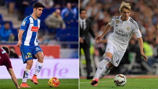 
                <strong>Real Madrid</strong><br>
                Real Madrid: Marco Asensio (li.) und Martin Ödegaard (re.) - Zugegeben, im Star-Ensemble von Real Madrid den Durchbruch als junger Kicker zu schaffen, ist für niemanden einfach, dennoch haben diese zwei Talente durchaus das Zeug dazu. Martin Ödegaard (17) könnte unter Zinedine Zidane endlich den nächsten Schritt in Richtung Mega-Star machen, auch eine Leihe steht aktuell zur Debatte. Marco Asensio kommt dagegen mit den besten Vorschusslorbeeren aus Barcelona zurück. Der 20-Jährige konnte während seiner Leihe bei Espanyol überzeugen.
              