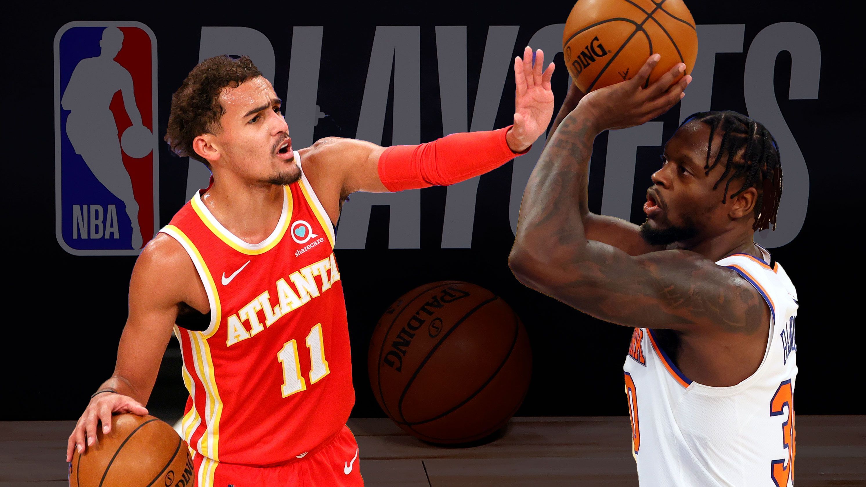 
                <strong>Atlanta Hawks (5) vs. New York Knicks (4)</strong><br>
                Eines der interessantesten Duelle im Osten und vor der Saison so wohl auch nicht vorhersehbar. Nach acht langen Jahren gibt es in "World's Most Famous Arena", dem Madison Square Garden in New York, endlich wieder Playoff-Basketball zu sehen. Die Knicks haben unter Coach-Legende Tom Thibodeau wieder zu alter Stärke zurückgefunden und mit Julius Randle (rechts) wahrscheinlich den "Most Improved Player" der Saison in ihren Reihen. Mit 24,1 Punkten, 10,2 Rebounds und sechs Assists pro Spiel ist der 26-jährige so gut wie nie und endlich da angekommen, wo ihn Experten zu Beginn seiner Karriere vermutet haben. Ihm entgegen stellen sich die Atlanta Hawks um Point Guard Trae Young (links), der in seinem dritten Jahr immer noch einer der aufregendsten "Young Guns" der Liga ist. Auch ein fünfter Platz der Hawks im wieder erstarkten Osten war so nicht unbedingt zu erwarten. Insgesamt ein Matchup, welches absolut "Game-7-Potential" hat.
              