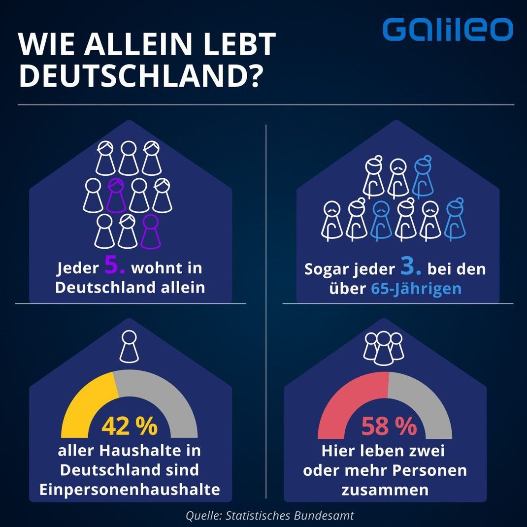 Anteil der Menschen, die in Deutschland alleine leben. 