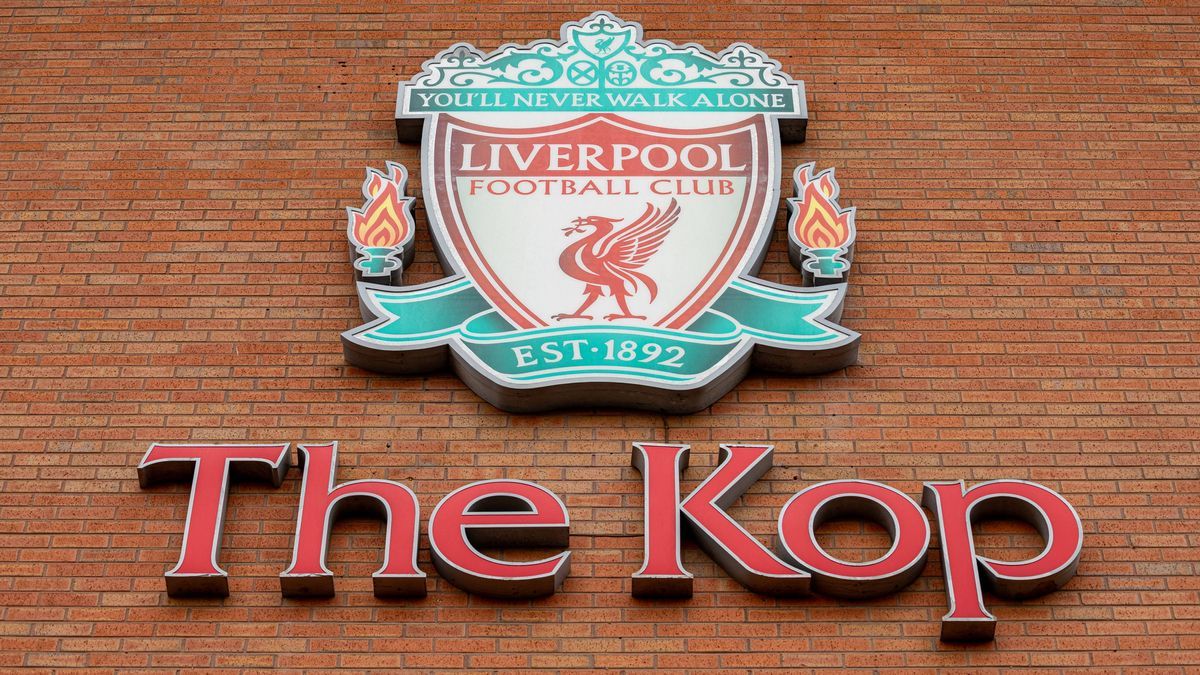 Football - FA Premier League - Liverpool FC v Brighton & Hove Albion FC LIVERPOOL, ENGLAND - Saturday, November 2, 2024: Signage on the Spion Kop seen before the FA Premier League match between Liv...