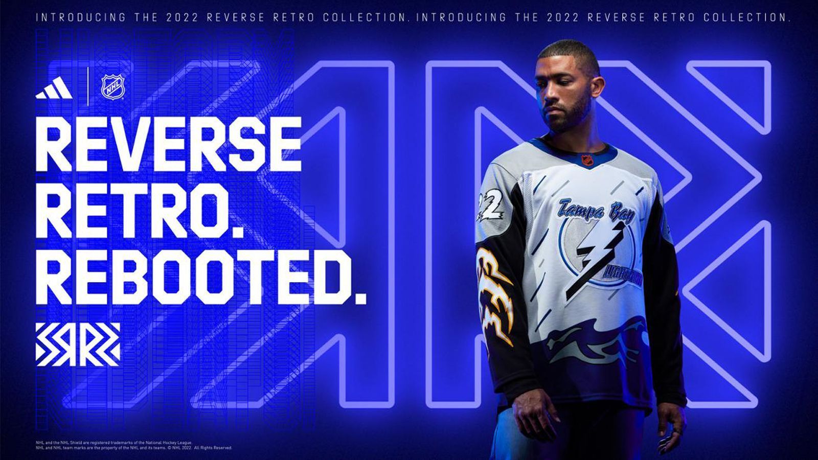 
                <strong>Tampa Bay Lightning</strong><br>
                Auf diesem Trikot sind Regen, Meer und Blitze in voller Größe auf das Trikot sublimiert, mit Blitzen an der Seite der Hose. Es ist eine Hommage an das ursprüngliche dritte Sturmtrikot von 1997 mit einer Schrift im elektrischen Stil.
              