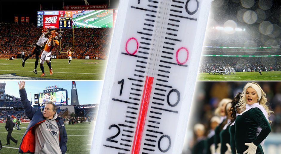 
                <strong>Kältekammer NFL</strong><br>
                Einige Teile der USA werden gerade von einer besonders fiesen Kältewelle heimgesucht. Kalte Luft aus der Arktis lässt vor allem die Menschen im Mittleren Westen und Nordosten des Landes frieren. Es hagelt Kälterekorde, an einigen Orten wurden bis zu - 40 Grad gemessen. Das bedeutet, dass sich auch einige NFL-Profis am Sonntag warm anziehen müssen. Wir haben die Wettervorhersagen auf wetter.com für Sonntag gecheckt und geschaut, in welchen Stadien, die nicht über den Luxus eines schließbaren Daches verfügen, es am kältesten werden soll.  
              