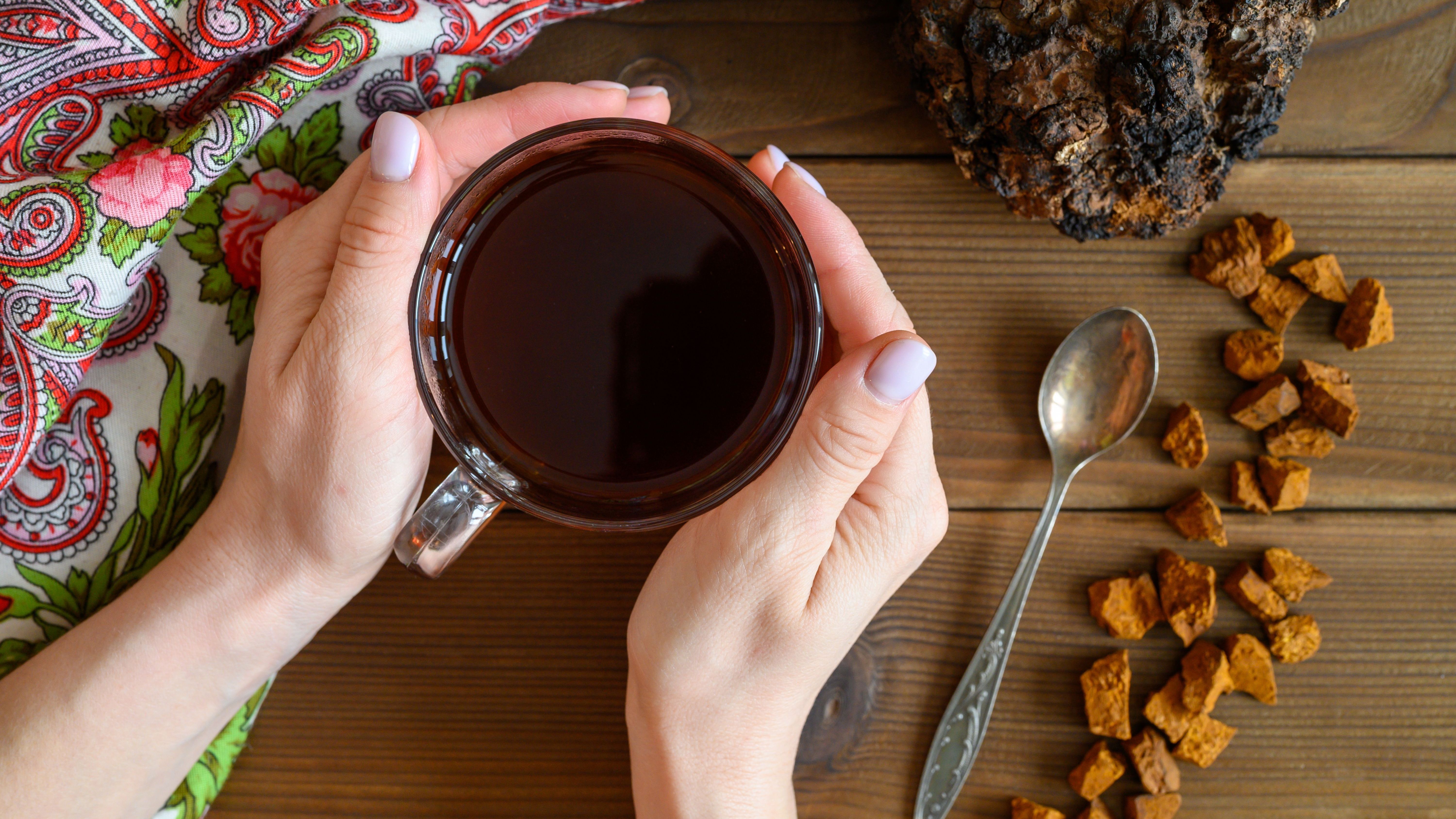 Chaga-Pilz kannst du auch in Form eines Chaga-Tees zu dir nehmen. 