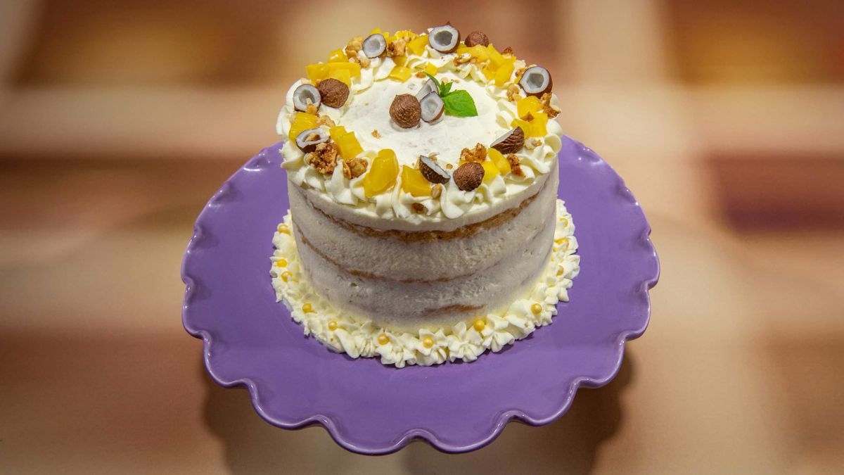Lila Süßkartoffel Torte mit Jackfruit