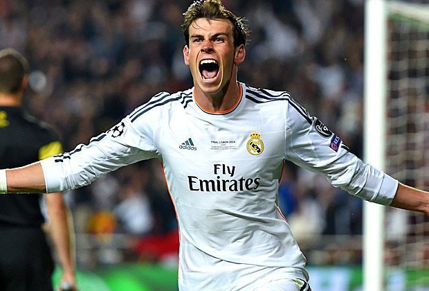 
                <strong>Champions-League-Finale: Real Madrid vs. Atletico Madrid</strong><br>
                Gareth Bale jubelt - der Waliser köpft in der 110. Minute das 2:1 und dreht damit das Spiel.
              