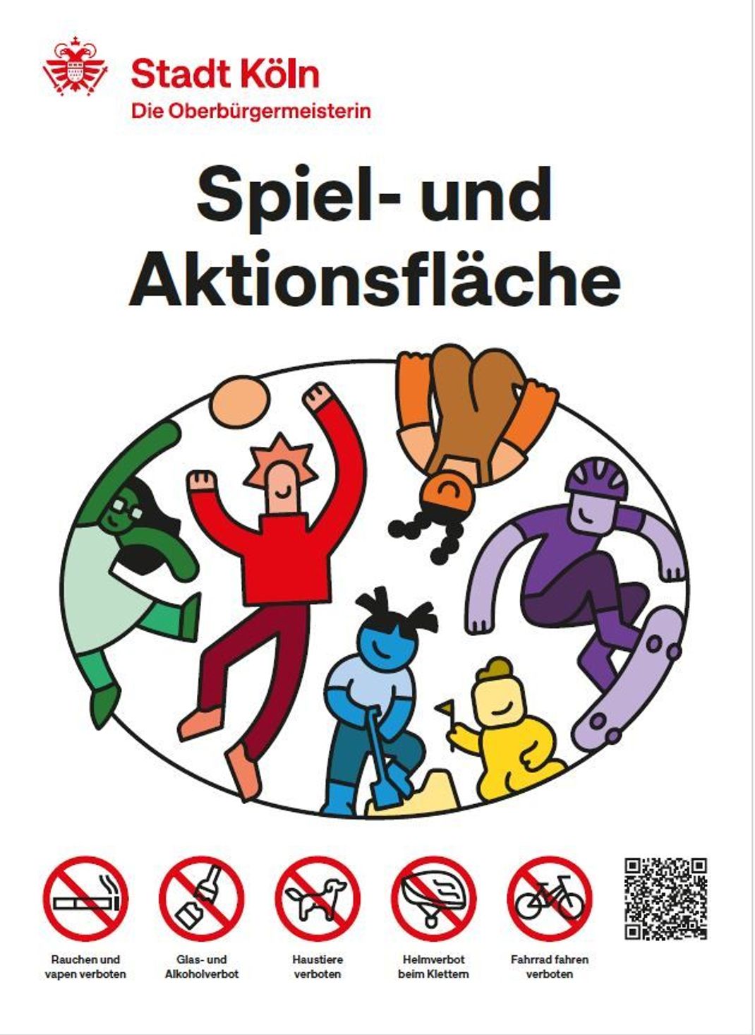 So soll das geplante neue Schild mit der Bezeichnung "Spiel- und Aktionsfläche" künftig  in Köln aussehen. 