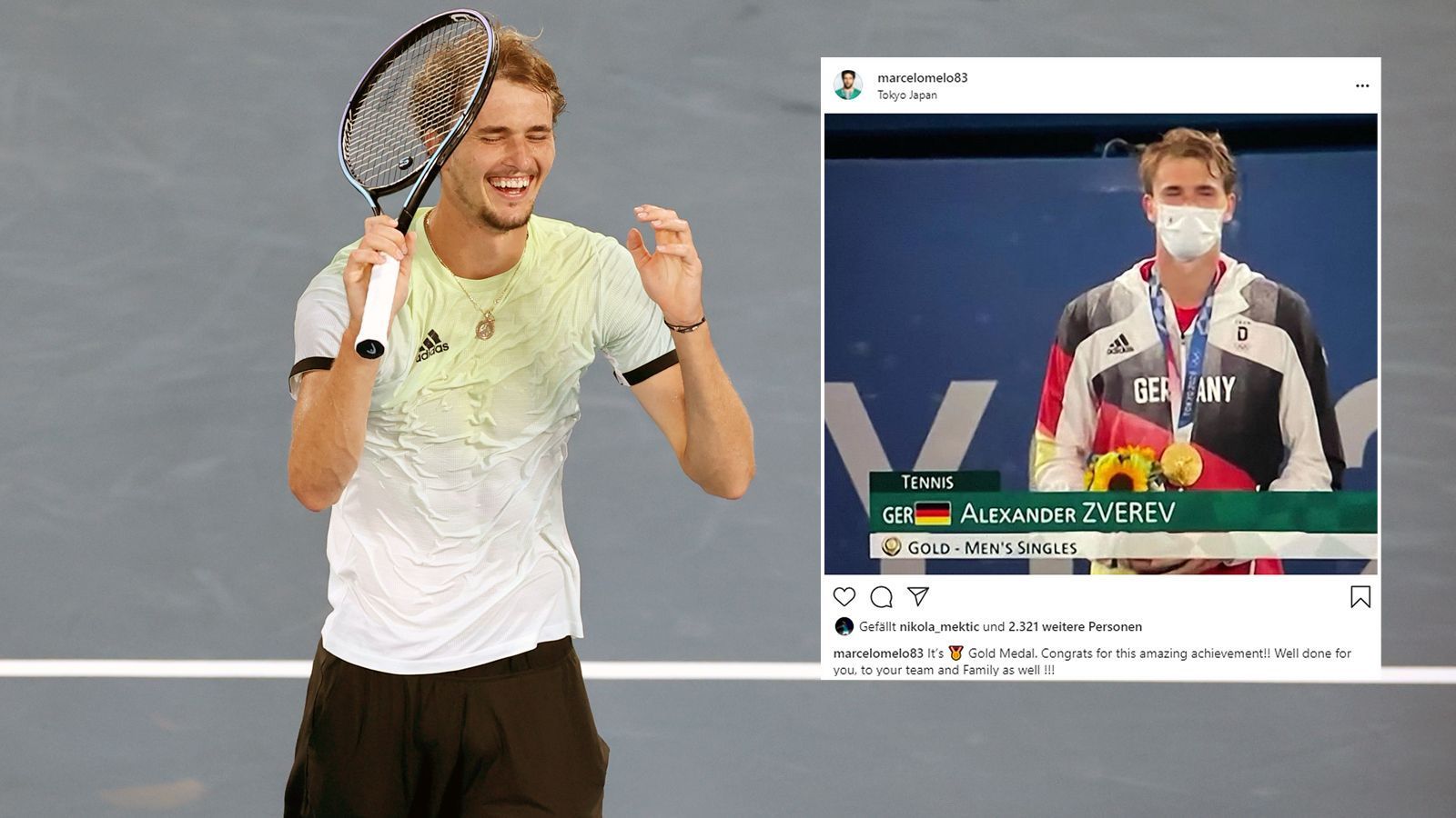 
                <strong>Marcelo Melo</strong><br>
                Auch aus dem Tennis-Zirkus gibt es Glückwünsche in Richtung Zverev, etwa vom brasilianischen Doppel-Spezialisten Marcelo Melo, der zu den besten Freunden des Deutschen auf der Tour zählt. 
              