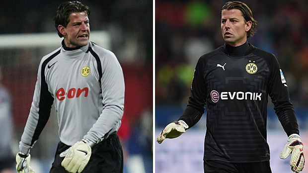 
                <strong>Roman Weidenfeller vs. Roman Weidenfeller</strong><br>
                Torwart: Roman Weidenfeller vs. Roman Weidenfeller - Der junge Weidenfeller spielte öfter als die 2015er-Version und hatte auch mehr überzeugende Auftritte. Während der Keeper damals ein aufstrebender Schlussmann war, neigt sich seine Karriere nun dem Ende entgegen: 2005 1:0 2015.
              