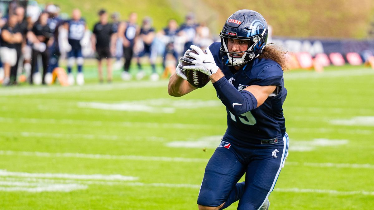 Nordic Storm v Rhein Fire, European League of Football, Gladsaxe, Denmark Gladsaxe, Denmark. 13th, July 2025. Brendan Beaulieu (19) of Nordic Storm seen during the EFL match between Nordic Storm an...