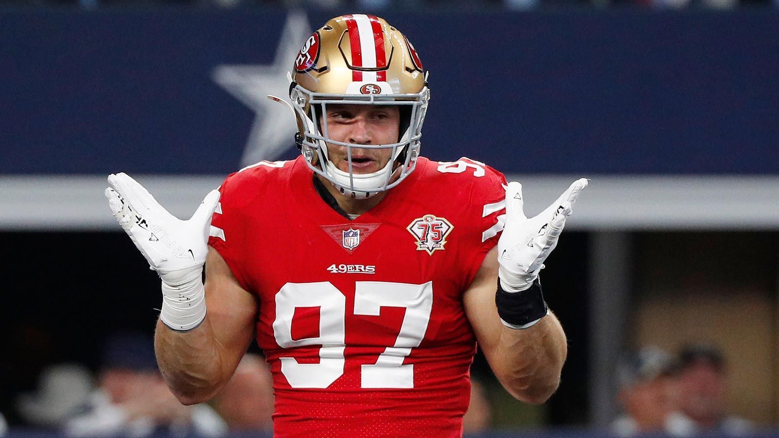 
                <strong>3. (geteilt) Nick Bosa</strong><br>
                &#x2022; Team: San Francisco 49ers<br>&#x2022; Position: Right Defensive End<br>&#x2022; <strong>Overall Rating: 94</strong><br>&#x2022; Key Stats: Acceleration 92 - Strength 87 - Awareness 97<br>
              