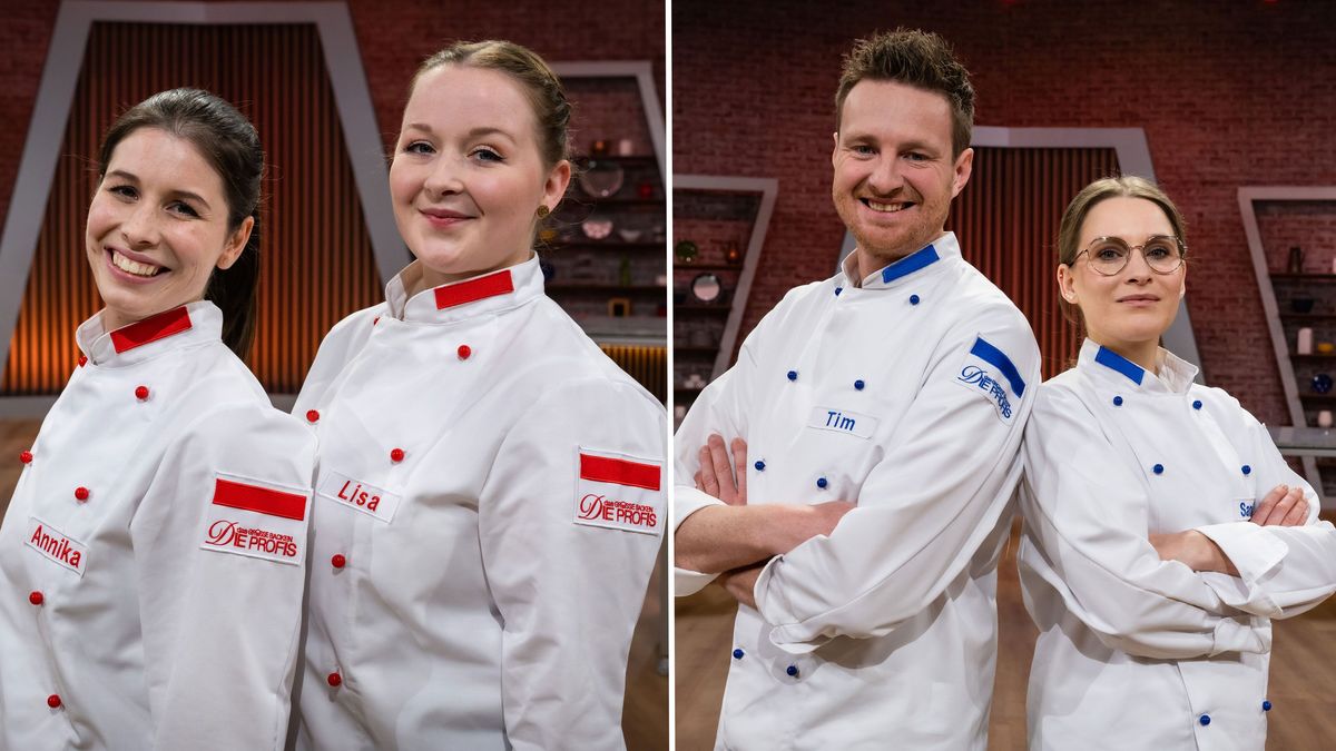 Team Rot (Annika und Lisa) gegen Team Blau (Tim und Santa) im Finale von "Das große Backen - Die Profis" 2023