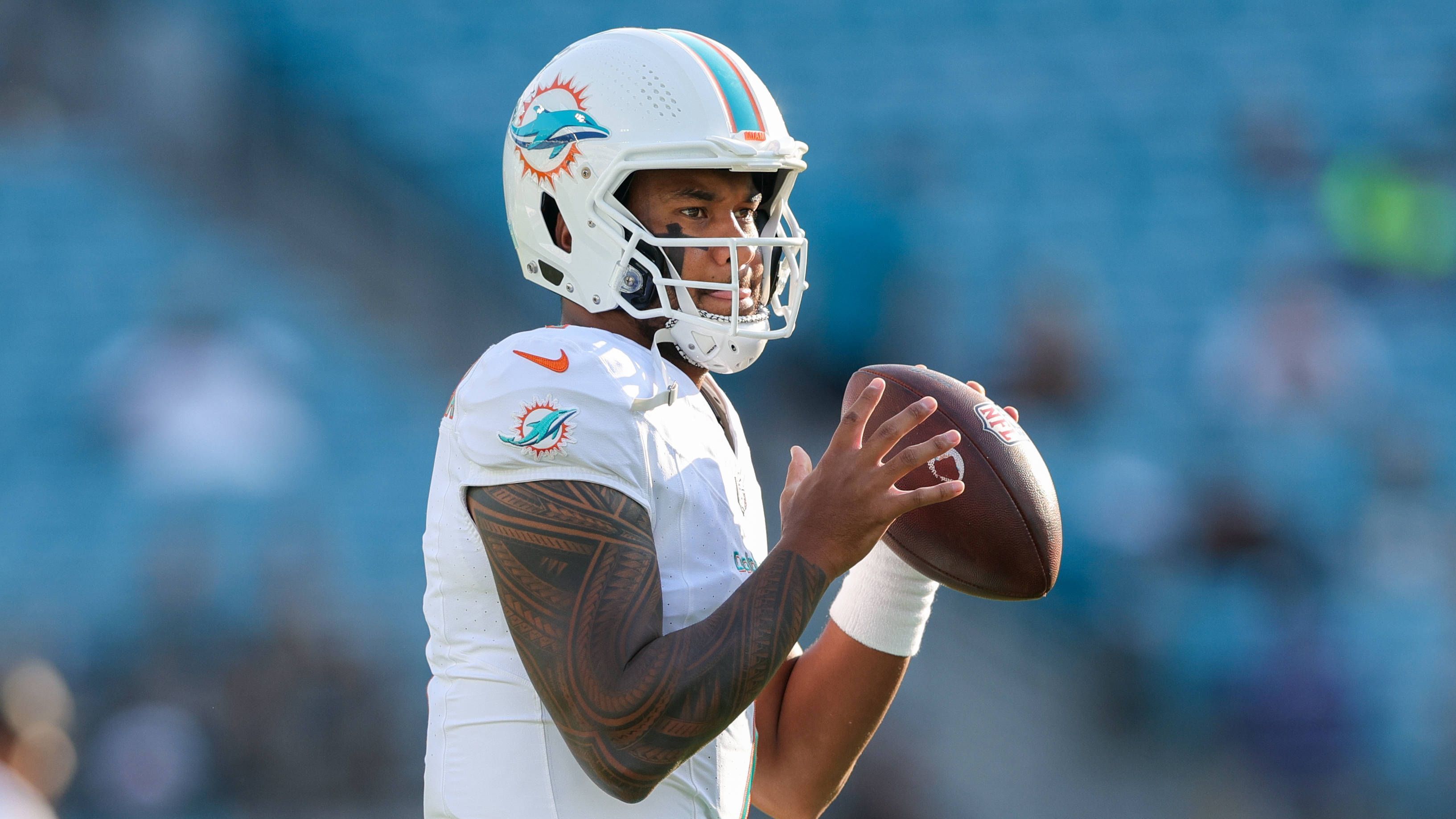 <strong>Miami Dolphins</strong><br>• Starter: Tua Tagovailoa (im Bild)<br>• Backups: Mike White, Skylar Thompson