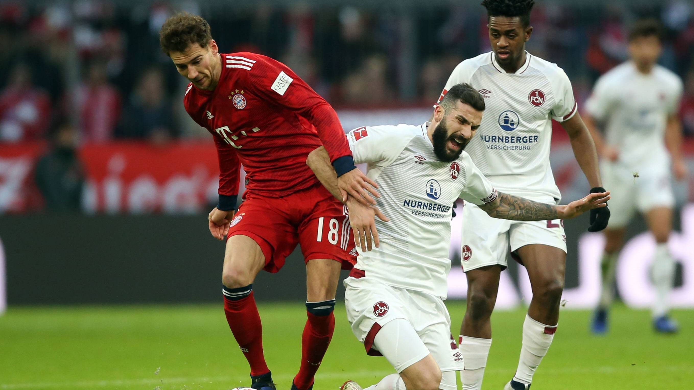 
                <strong>1. FC Nürnberg vs. FC Bayern </strong><br>
                Im Restprogramm der Bundesliga warten auf die Bayern noch die beiden Tabellen-Schlusslichter der Bundesliga: Am 31. Spieltag reisen die Münchner nach Franken zum 1. FC Nürnberg. Die Rollen sind dabei klar verteilt: Für die Bayern zählt beim derzeitigen Tabellen-Vorletzten nur ein Sieg.
              