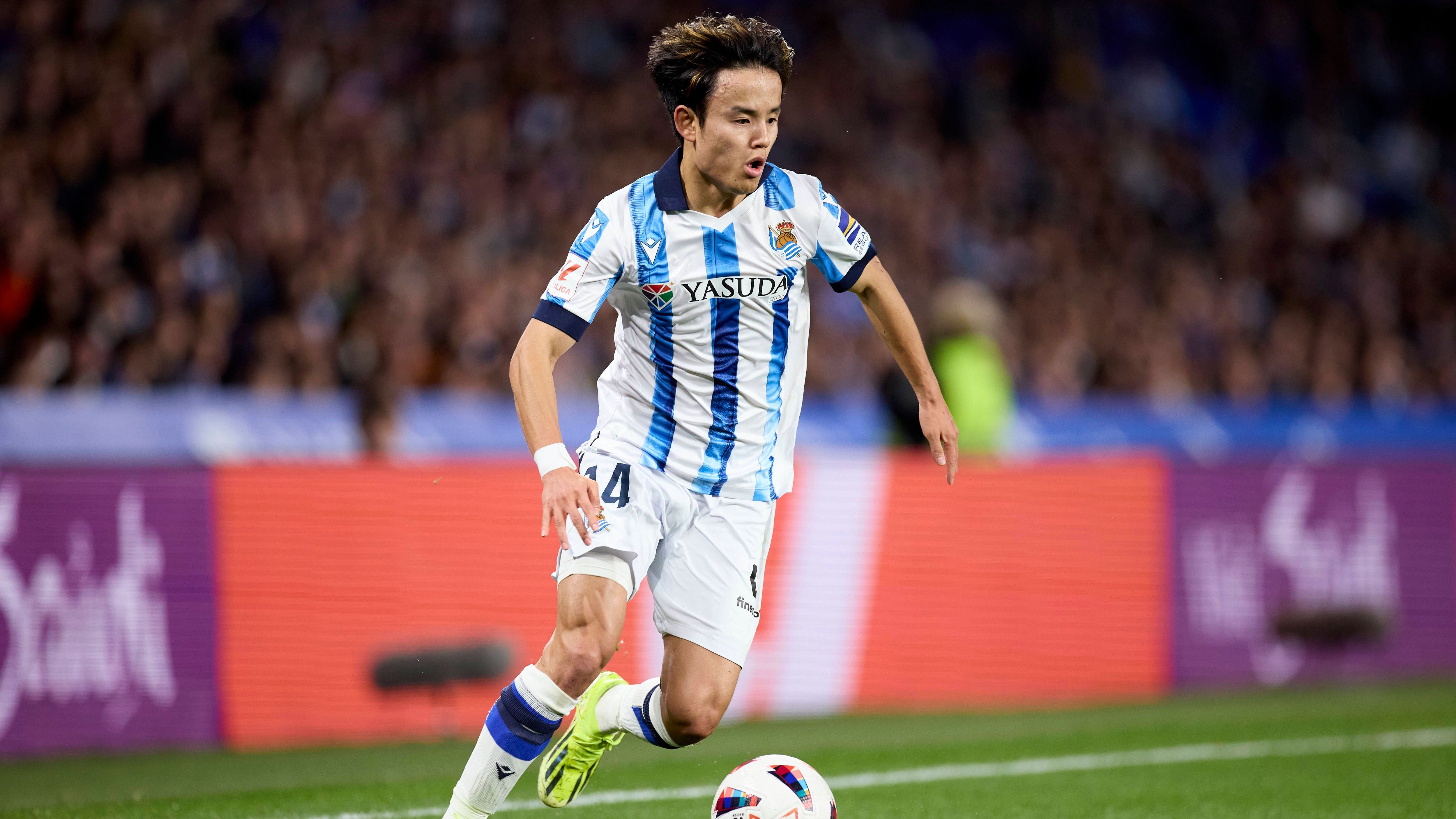 <strong>Platz 9 (geteilt): Takefusa Kubo&nbsp;(Real Sociedad San Sebastian)</strong><br>Marktwertsteigerung: 35 Millionen Euro<br>Aktueller Marktwert: 60 Millionen Euro<br>Position: Rechtsaußen<br>Alter: 22 Jahre