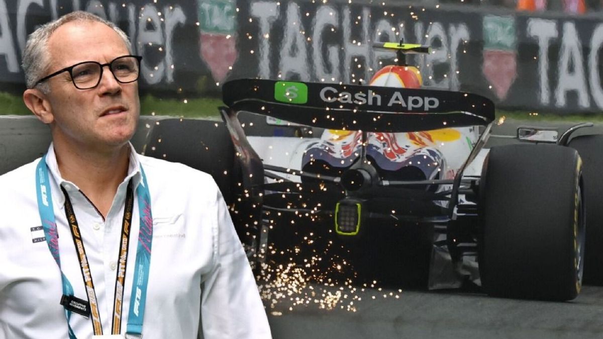Fotomontage: Formel-1-Chef Stefano Domenicali und ein aktuelles Rennauto