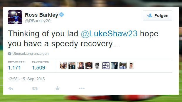 
                <strong>Ross Barkley</strong><br>
                Ross Barkley: Evertons Profi zeigt sich angesichts der schweren Verletzung geschockt und wünscht eine schnelle Rückkehr.
              