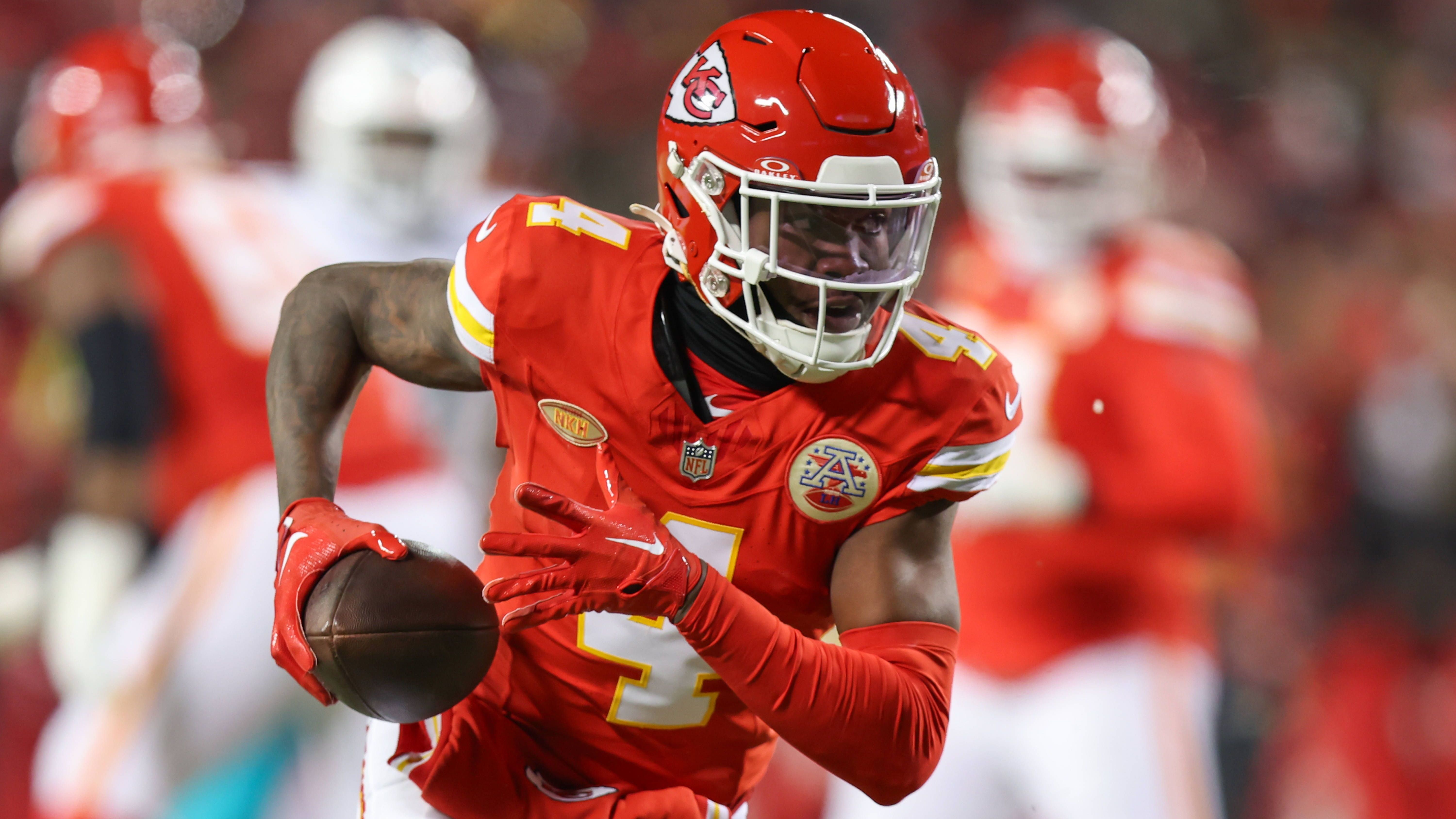 <strong>Wide Receiver 1: Rashee Rice (Kansas City Chiefs)</strong><br>Catches: 79<br>Receiving Yards: 938<br>Touchdowns: 7