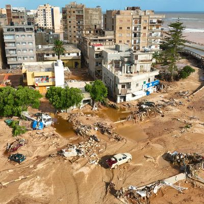 Die verwüstete Hafenstadt Darna. Nach dem verheerenden Unwetter in Libyen wird das Ausmaß der Zerstörung langsam sichtbar.