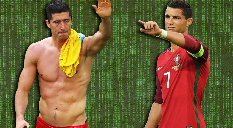 
                <strong>Robert Lewandowski vs. Cristiano Ronaldo: Duell in Zahlen</strong><br>
                Im ersten Viertelfinale der EM 2016 stehen am Donnerstag bei Polen gegen Portugal die zwei Superstars im Fokus. Die Zahlen zeigen: Robert Lewandowski (li.) und Cristiano Ronaldo (re.) tragen ihre Teams. Der eine gibt den Prellbock für die Mannschaft, der andere schießt und schießt und schießt ...
              