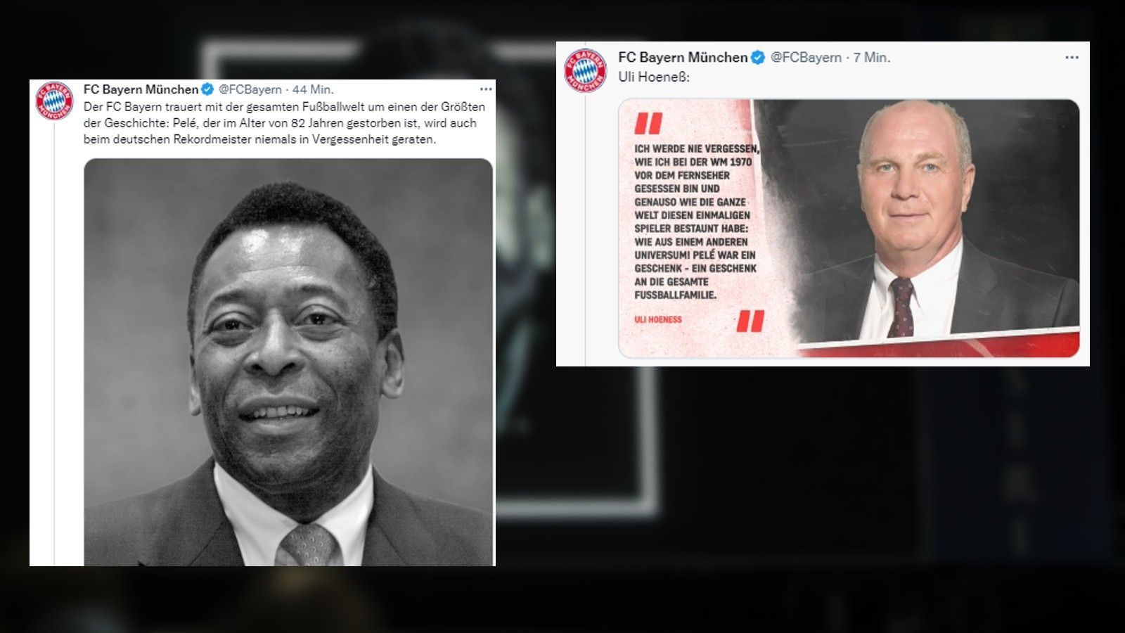 
                <strong>FC Bayern und Uli Hoeneß</strong><br>
                Der FC Bayern trauert ebenfalls. Ehrenpräsident Uli Hoeneß bezeichnet Pele als "ein Geschenk an die gesamte Fußballfamilie."
              