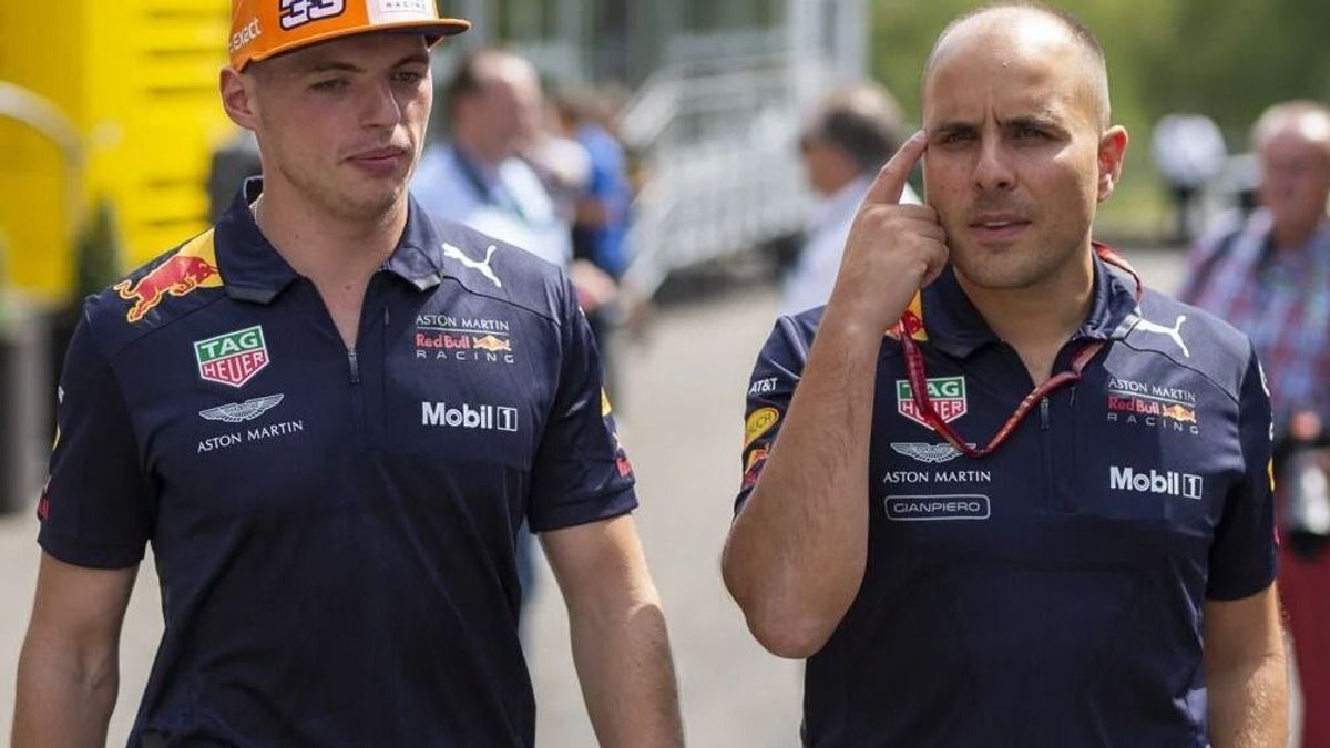 Max Verstappen mit seinem Renningenieur Gianpiero Lambiase in der Saison 2018