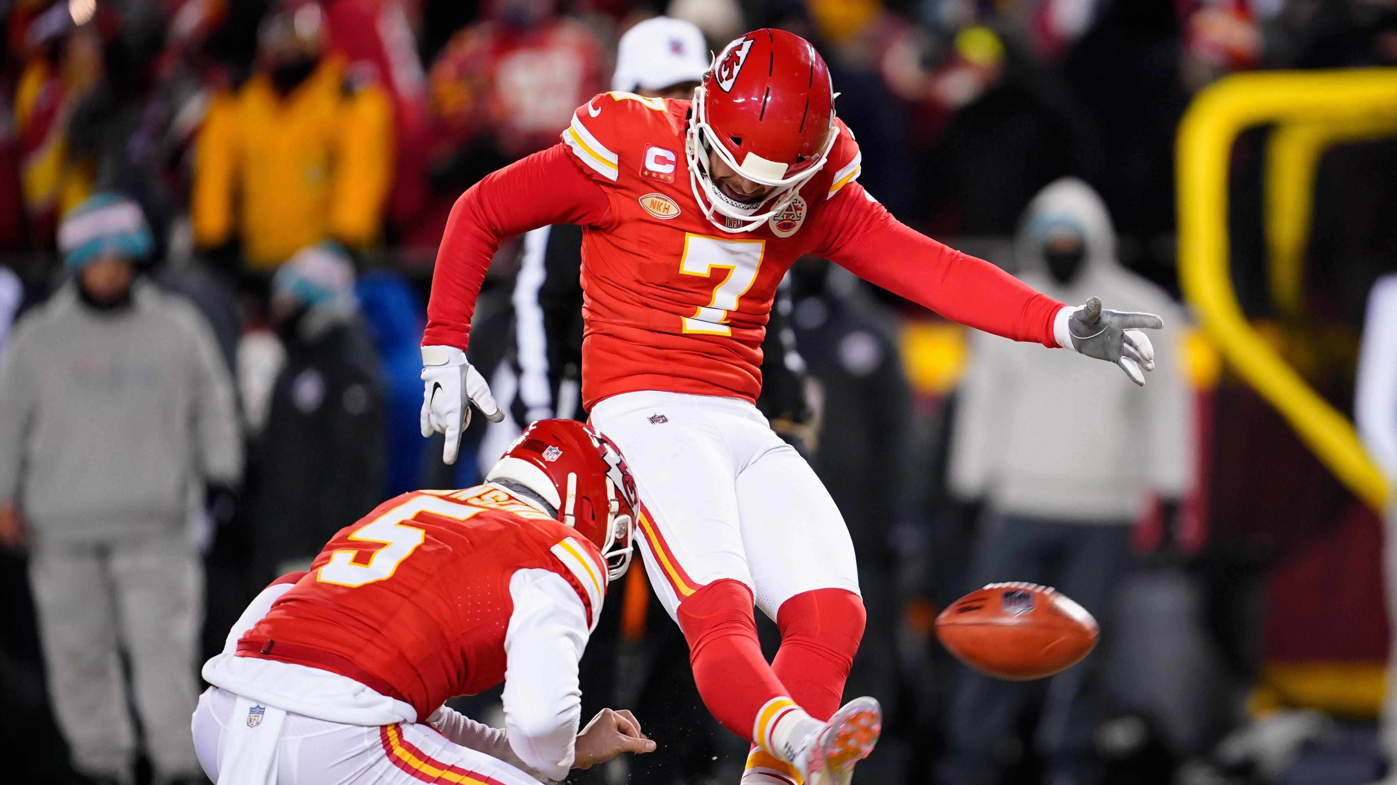 <strong>Harrison Butker</strong><br>Der Kicker der Kansas City Chiefs kämpft in seinem fünften Jahr bereits um seinen dritten Super-Bowl-Sieg. Butker ist eine Bank, vor allem ist er in entscheidenden Situationen immer zur Stelle. Gerade in dieser Saison konnte er das wiederholt unter Beweis stellen.