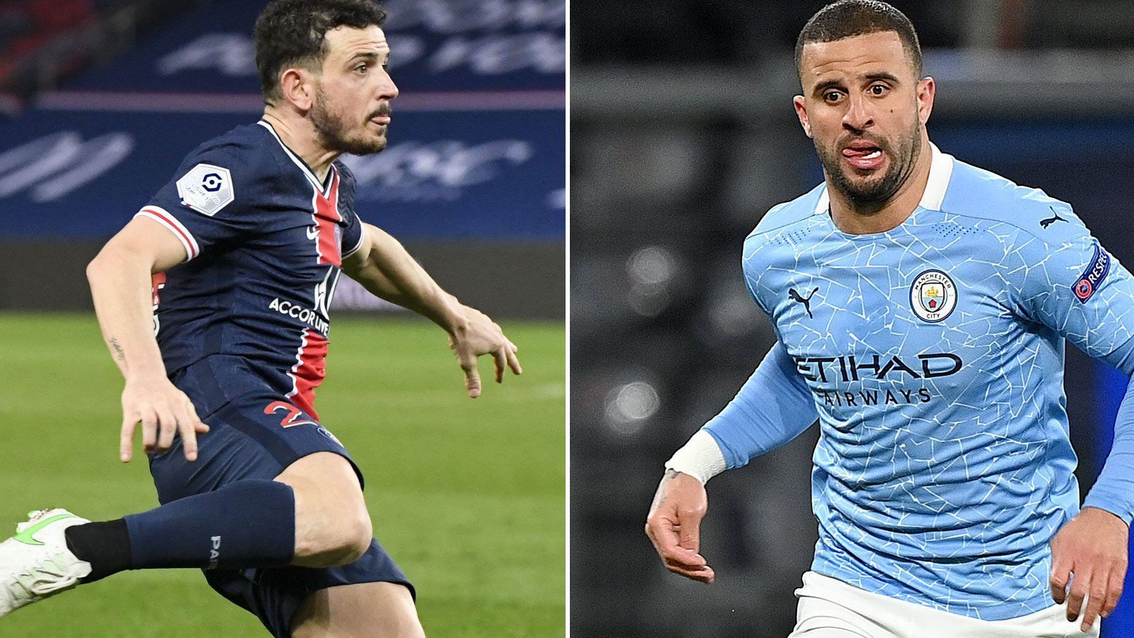 
                <strong>Rechter Außenverteidiger: Alessandro Florenzi vs. Kyle Walker</strong><br>
                Als Leihgabe stieß Alessandro Florenzi im vergangenen Spätsommer zu PSG, eigentlich gehört der Italiener der AS Rom. Ihm mangelt es noch an Rhythmus, da er erst Ende Februar wegen Adduktorenbeschwerden mehrere Wochen ausfiel und im April eine Zwangspause wegen einer Corona-Infektion folgte. Kyle Walker muss sich seine Einsatzzeit mit Joao Cancelo teilen, unterstreicht aber auch in dieser Spielzeit, dass auf ihn immer Verlass ist. Und Jobsharing kann in einer so kräftezehrenden Saison ja auch nicht schaden. Hier behauptet sich der Engländer - 1:1.
              