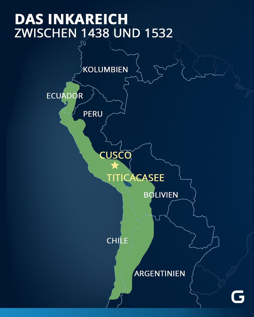 Ausbreitung des Inkareichs zwischen den Jahren 1438 und 1532
