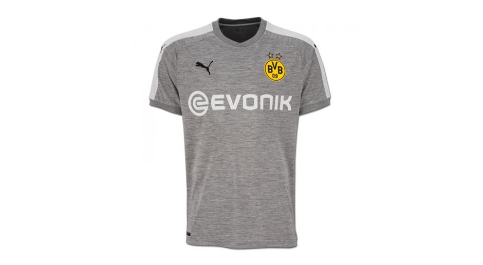 
                <strong>Borussia Dortmund</strong><br>
                Borussia Dortmund geht bei seinem Ausweich-Trikot neue Wege. Der DFB-Pokalsieger wird, wenn es das Outfit des Gegners erfordert, in der kommenden Saison in Jogginghosen-Grau auflaufen. Sehr gewöhnungsbedürftig.
              