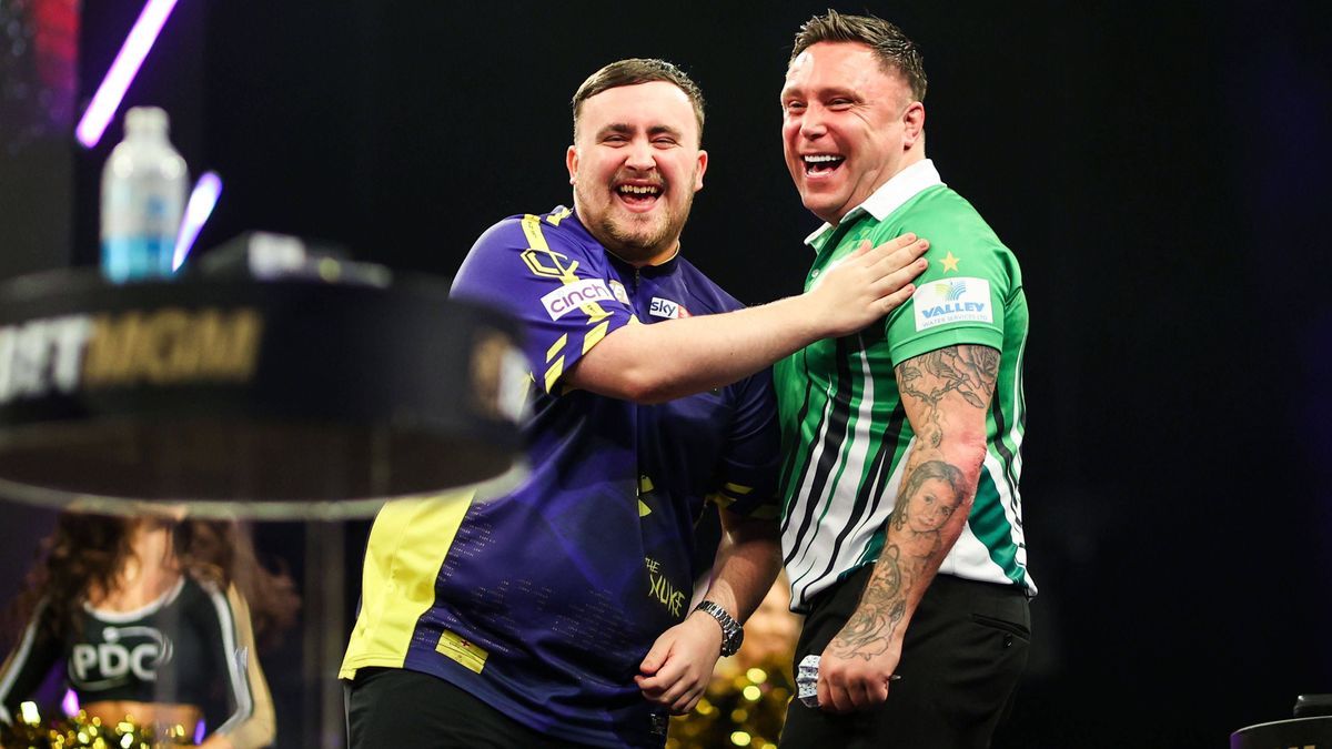 BetMGM Premier League Darts, 3Arena, Dublin 20 2 2025 Luke Littler and Gerwyn Price Luke Littler and Gerwyn Price 20 2 2025 PUBLICATIONxNOTxINxUKxIRLxFRAxNZL Copyright: x INPHO NickxElliottx BGS29600