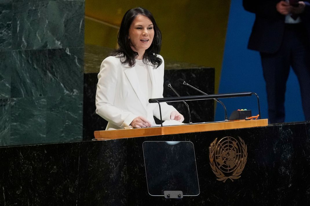 2. Juni 2025: Annalena Baerbock spricht vor der Generalversammlung der Vereinten Nationen, nachdem sie zur Präsidentin des Gremiums gewählt wurde.