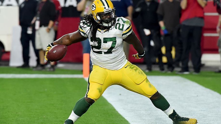 <strong>Green Bay Packers (2013)</strong><br>Spieler: Eddie Lacy (RB)<br>Jahr des Drafts: 2013<br>Jahr des ersten Awards: 2013<br>Award: Offensive Rookie of the Year
