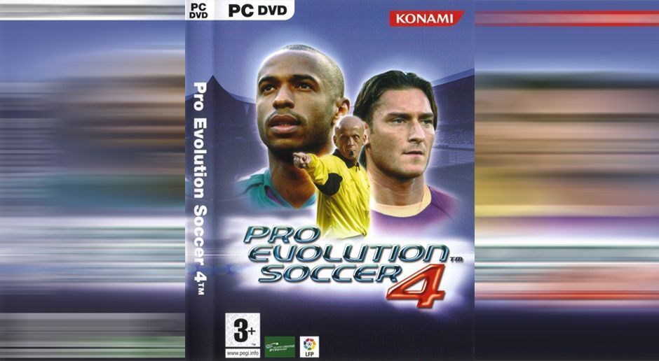 
                <strong>PES 4</strong><br>
                Auf dem Cover von Pro Evolution Soccer 4 bildete Konami erstmals Fußballer ab: Genauer gesagt Thierry Henry und Francesco Totti. Dazwischen: Schiedsrichter-Legende Pierluigi Collina.
              