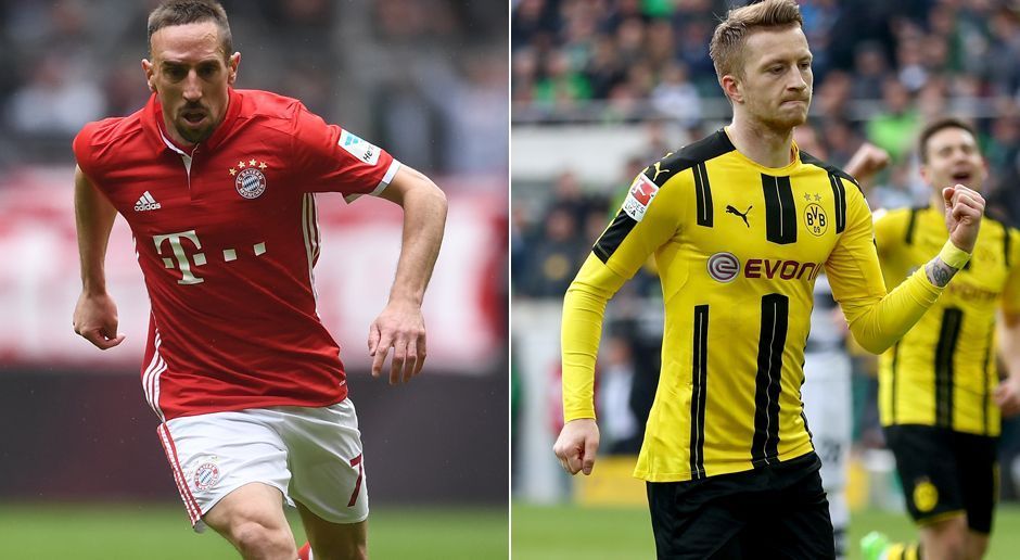 
                <strong>Bayern vs. BVB</strong><br>
                Mittelfeld: Franck Ribery vs. Marco Reus: Was für ein Duell auf den jeweiligen linken Außenbahnen. Ribery ist bei den Bayern noch immer gesetzt, auch wenn er nicht mehr ganz an die Großtaten alter Tage heranreicht. Reus dagegen hat nach seiner Verletzungspause wieder Lust auf Fußball und hebt den BVB auf eine höhere Stufe. Punkt für Dortmund, 7:5
              