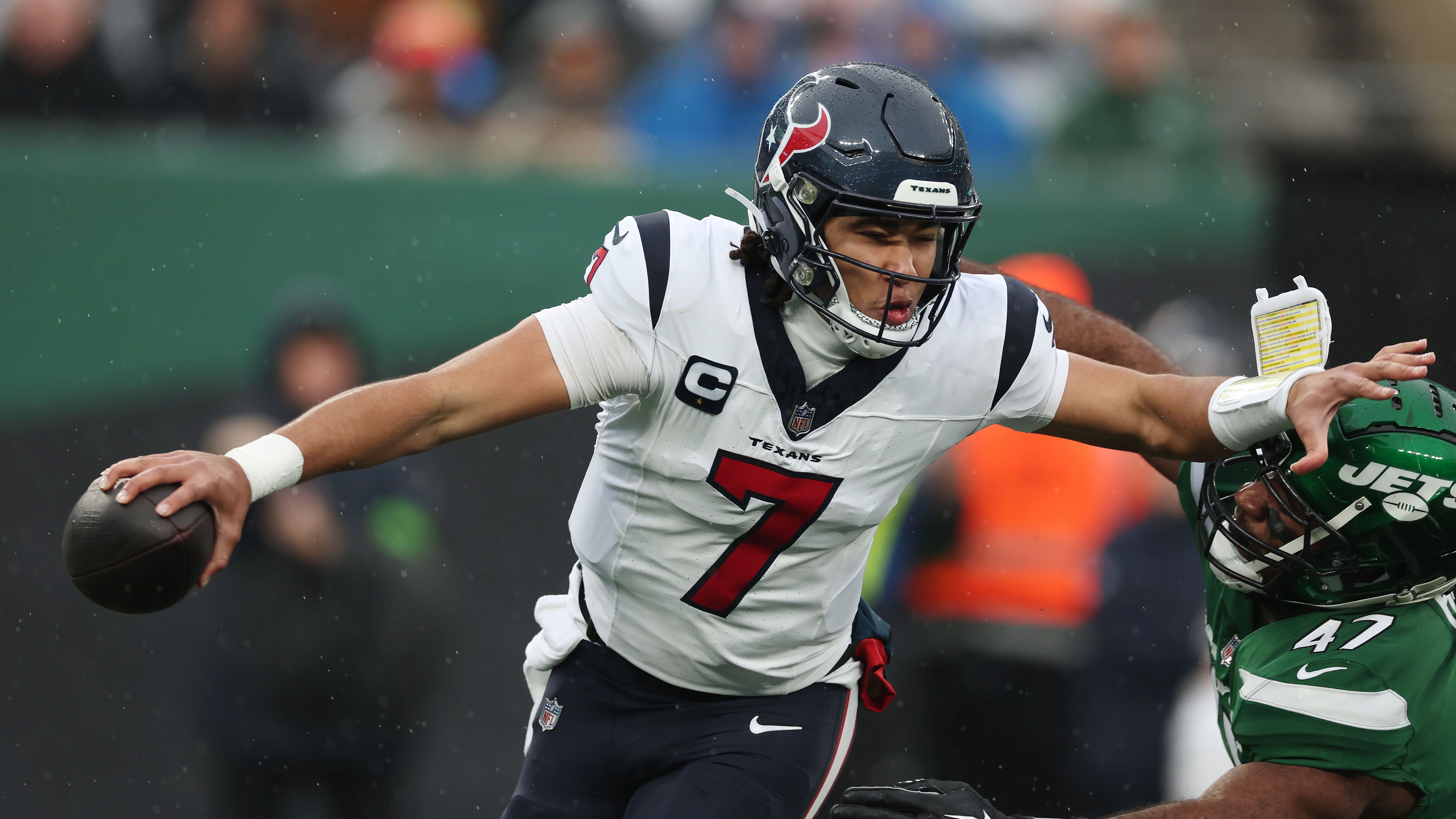 <strong>Houston Texans</strong><br>• Starter: C.J. Stroud (im Bild)<br>• Backup: Davis Mills, Graham Mertz (Rookie), Kedon Slovis