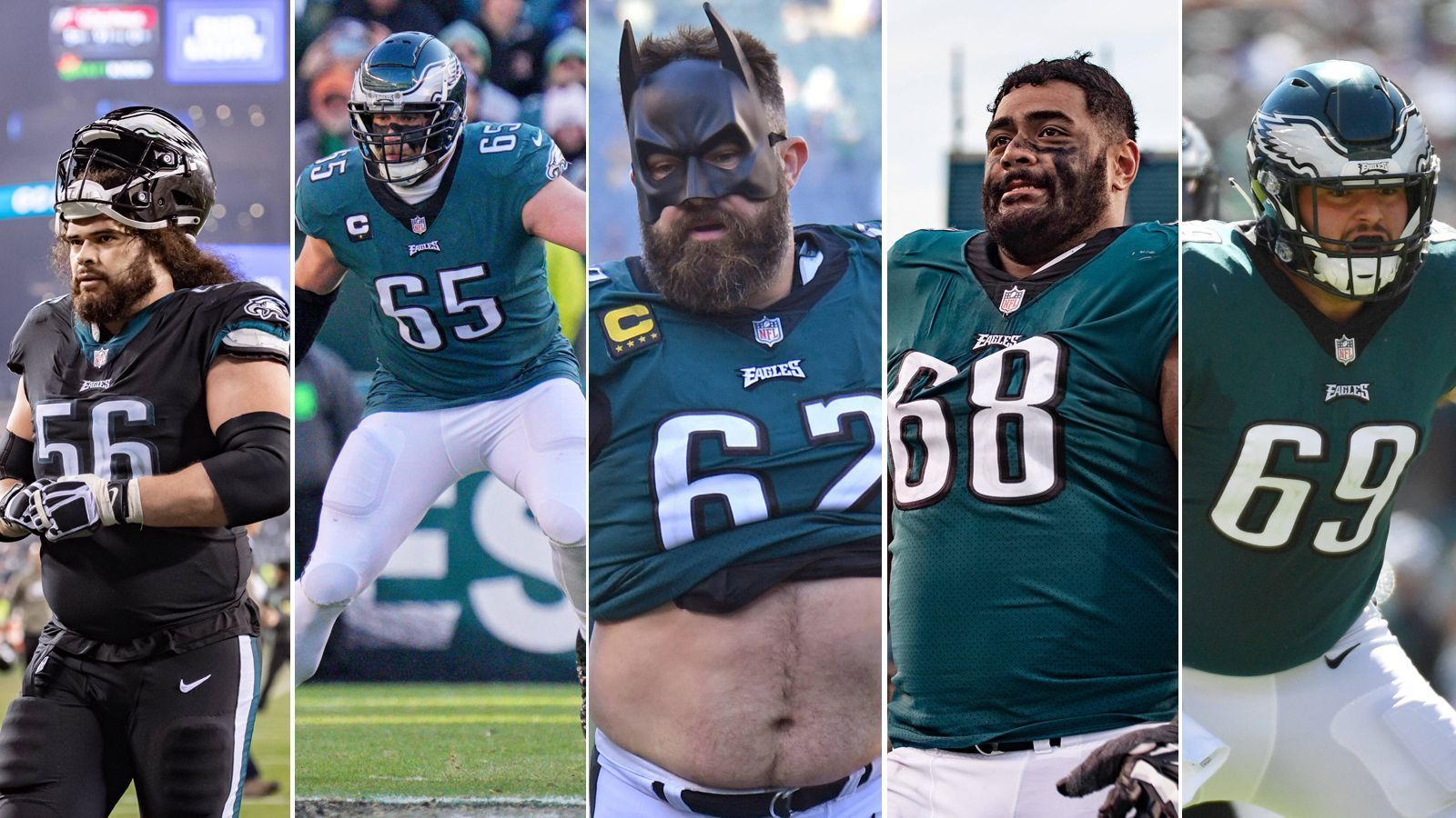 
                <strong>Jason Kelce, Lane Johnson, Isaac Seumalo – Die Beschützer von Jalen Hurts bei den Philadelphia Eagles</strong><br>
                Die Philadelphia Eagles um Quarterback Jalen Hurts spielen im NFC-Championship-Game gegen die San Francisco 49ers (So., ab 21 Uhr live auf ProSieben und ran.de) um den Einzug in den Super Bowl. Gegen die starke Defense der 49ers wird Hurts auch wieder auf seine Offensive Line angewiesen sein. Die soll ihm genug Zeit geben, das Spiel zu gestalten. ran stellt euch die Beschützer des Eagles-Quarterbacks vor.
              