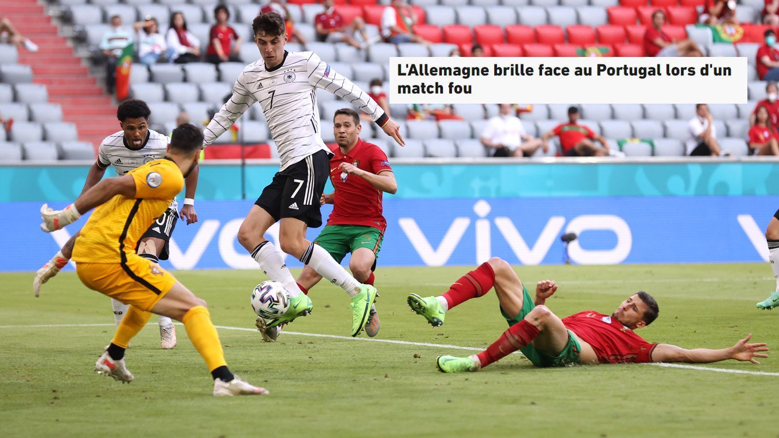 
                <strong>L'Equipe (Frankreich)</strong><br>
                "Deutschland brilliert gegen Portugal in einem verrückten Match. Trotz Rückstand besiegen die Deutschen Portugal in einem spektakulären Spiel. Die Spannung in der Gruppe F bleibt bestehen."
              