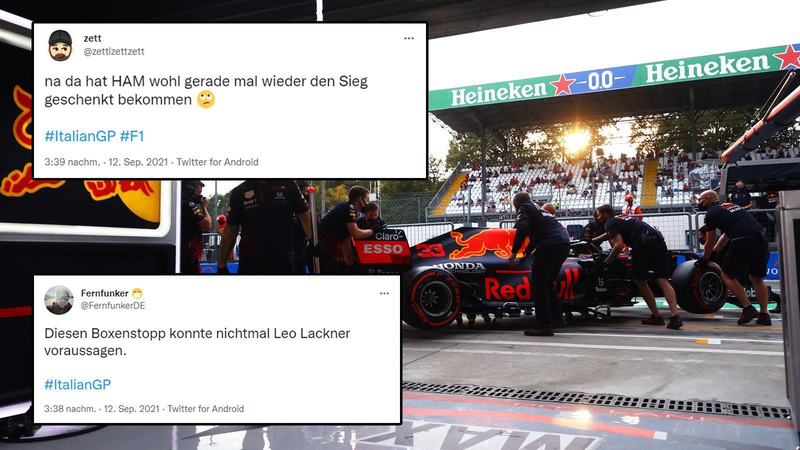 
                <strong>Max Verstappen mit bitterem Boxenstopp </strong><br>
                Dann sorgte Red Bull für einen Boxenstopp, der den Lauf der Dinge dramatisch ändern sollte. Der sehr langsame Stopp ermöglichte es Hamilton, an den Niederländer ranzukommen. Hamilton hatte zwar wenig später ebenfalls einen suboptimalen Reifenwechsel, kam aber nahe genug ran, um knapp am Kontrahenten vorbei zu ziehen. Dann der Unfall ... 
              