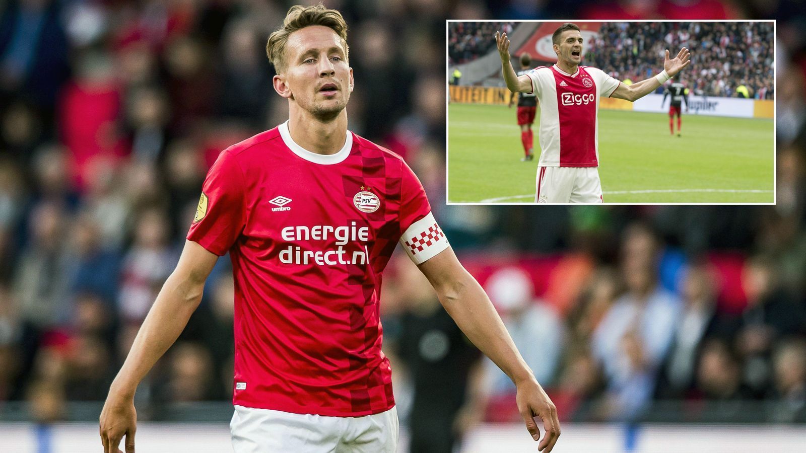 
                <strong>Eredivisie</strong><br>
                Luuk de Jong (PSV Eindhoven, li.) und Dusan Tadic (Ajax Amsterdam)Saisontore: 28
              