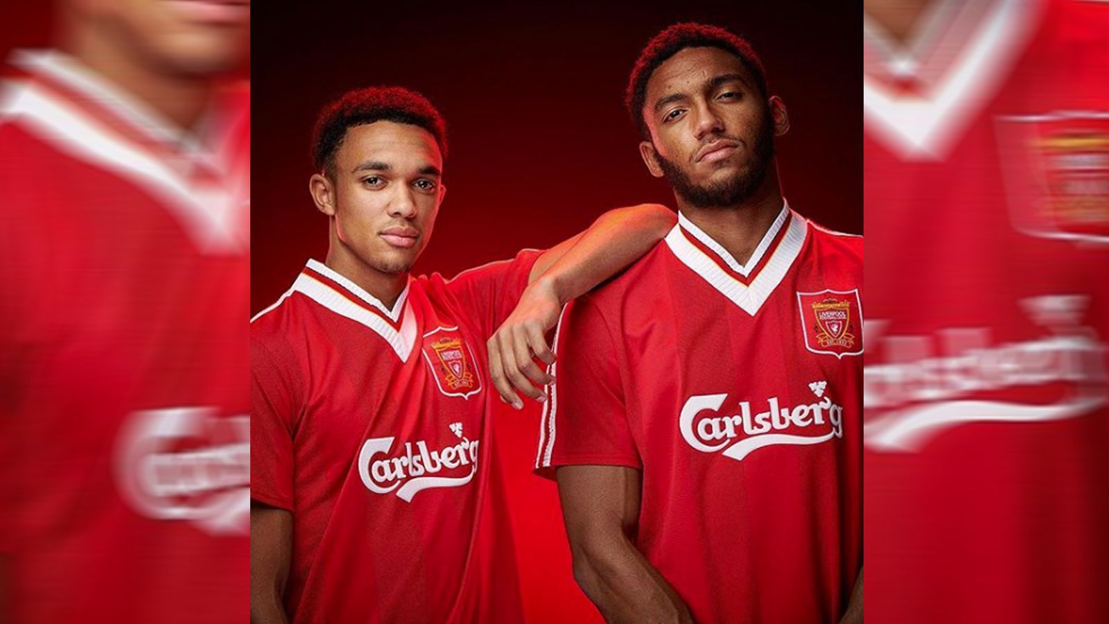 
                <strong>Liverpool Retro-Trikot</strong><br>
                Weihnachtsgeschenk gefällig? Der FC Liverpool hat neue Retro-Trikots vorgestellt. Unter anderem eines im klassischen Rot-Weiß inklusive lässigem V-Ausschnitt - hier präsentiert von Trent Alexander-Arnold (l.) und Joe Gomez.
              