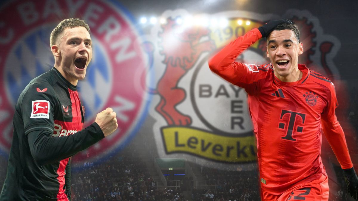 Vorschau zum DFB Pokal Achtelfinale FC Bayern Muenchen - Bayer 04 Leverkusen. FOTOMONTAGE: v.li:Florian WIRTZ (Bayer Leverkusen) trifft auf seinen Kumpel Jamal MUSIALA (Bayern Muenchen). Fussball S...