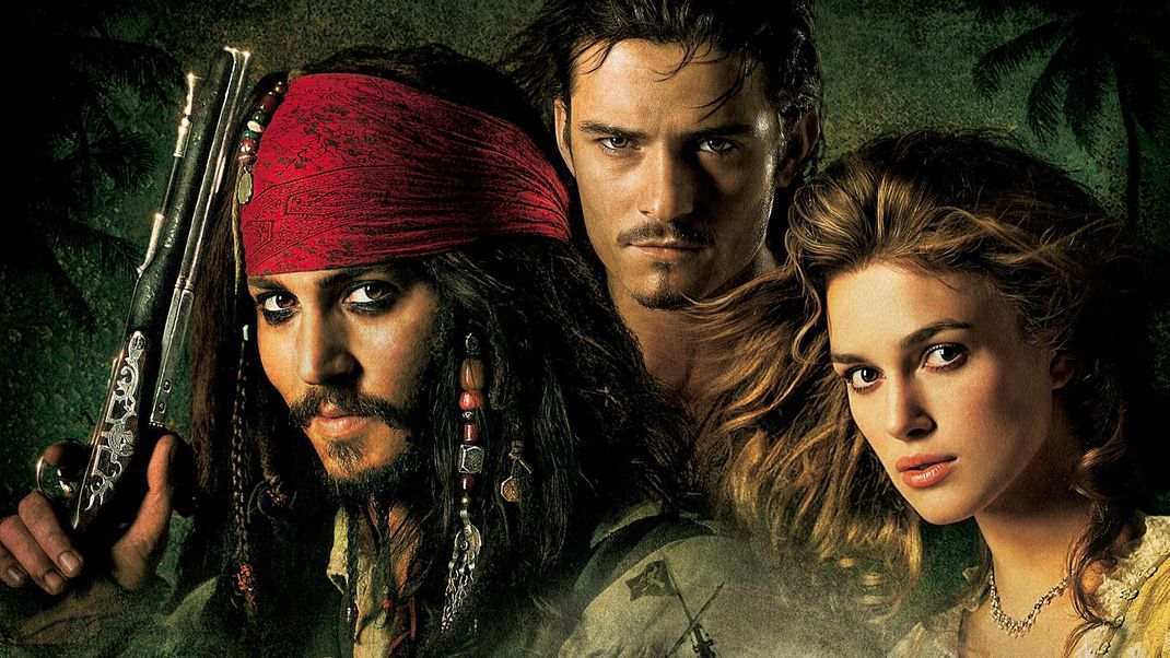 Die Karibik-Crew: Johnny Depp, Orlando Bloom und Keira Knightley (v.l.n.r.) als ihre Figuren Jack Sparrow, Will Turner und Elizabeth Swann.