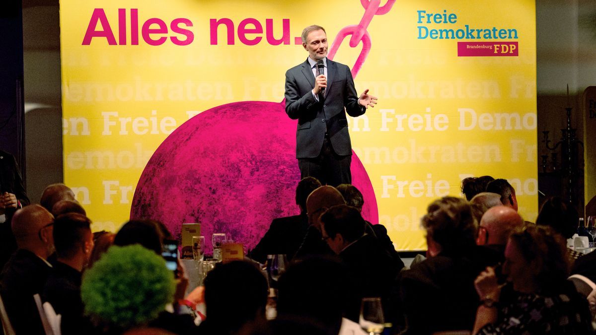 14.02.2024, Potsdam: FDP-Bundesvorsitzender Christian Lindner beim Politischen Aschermittwoch der FDP Brandenburg