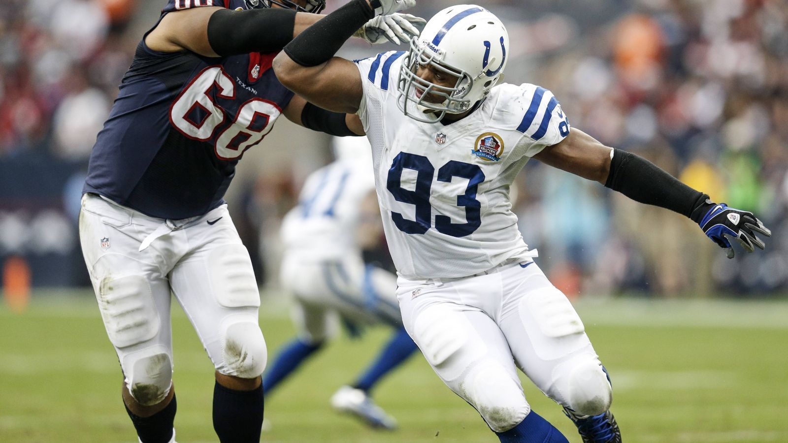 
                <strong>Dwight Freeney</strong><br>
                &#x2022; Position: Defensive End<br>&#x2022; In der NFL: 2002 - 72014<br>&#x2022; Meiste Spiele für: Indianapolis Colts<br>
              