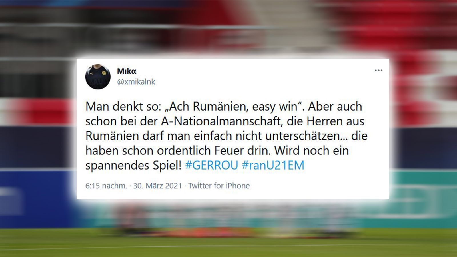 
                <strong>Gegner Rumänien - Auf keinen Fall unterschätzen</strong><br>
                Doch auch spielerisch hatten die Rumänen einiges drauf. Von wegen "easy Win". 
              