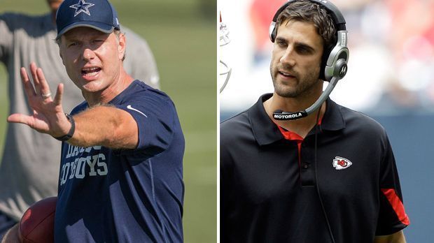 
                <strong>Matt Eberflus und Nick Sirianni (Defensive und Offensive Coordinator Indianapolis Colts)</strong><br>
                Vier auf einen Streich: Nach der Verpflichtung von Head Coach Frank Reich machen die Indianapolis Colts auch auf den anderen Coaching Poasitionen Nägel mit Köpfen. Matt Eberflus (im Bild links) kommt als Defensive Coordinator, Nick Sirianni (rechts) als Offensive Coordinator. Ebenfalls geholt wurden Bubba Ventrone als Special Teams Coordinator sowie Rusty Jones als Director of Sports Performance.
              