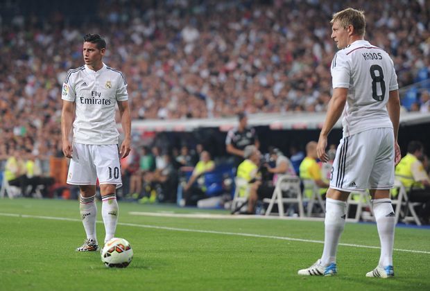
                <strong>James Rodriguez (23/Kolumbien) und Toni Kroos (24/Deutschland/Real Madrid)</strong><br>
                James wurde WM-Torschützenkönig, Kroos Weltmeister. Vor der Saison wechselten beide zu Real Madrid und sind dort Stammspieler.
              