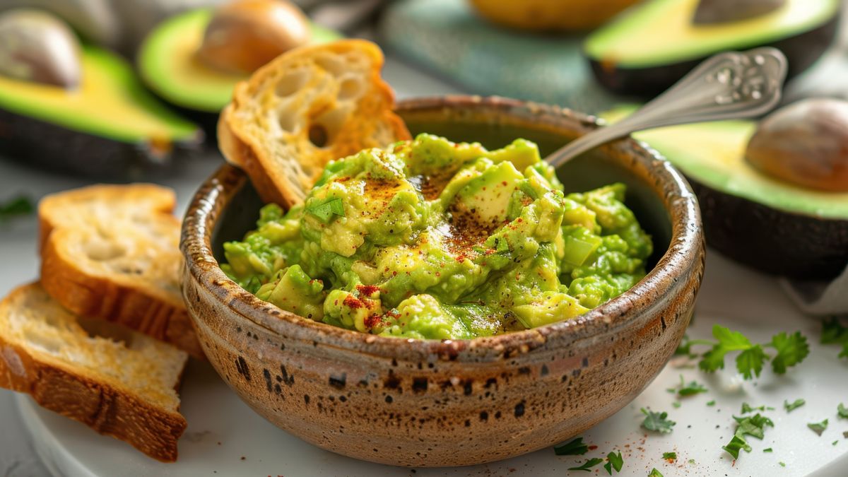 Guacamole mit Knoblauchbrot